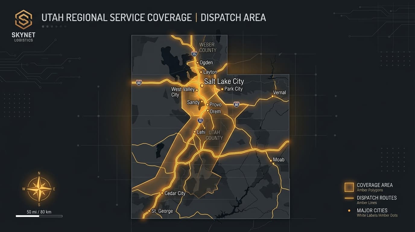 Utah Mobile Heavy Equipment Repair Service Area Coverage Map